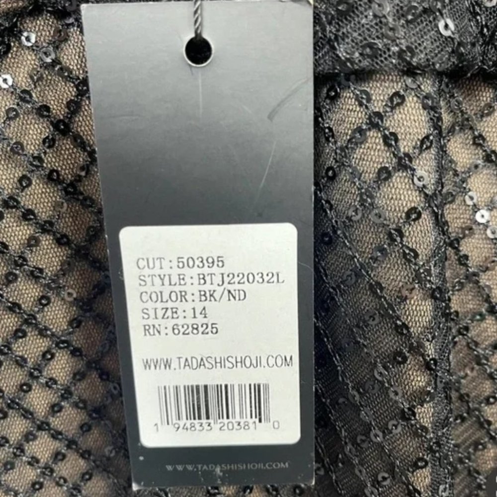 NWT Tadashi Shoji Samira Black/Nude Sequin gown - Size 14 - Picture 8 of 13